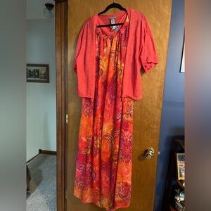 Catherines Orange and Pink Dress with Cardigan